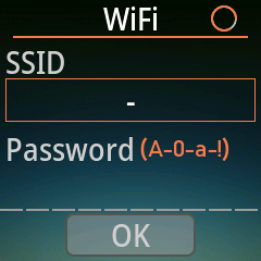 Wi-Fi page with the SSID and Password rows
