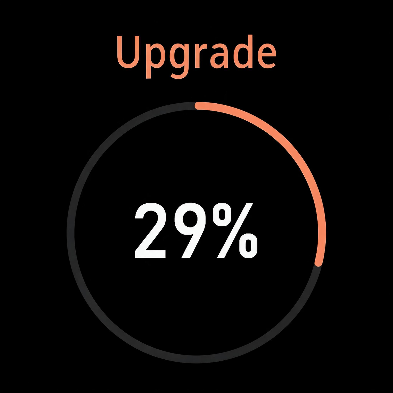 Pluto 2 Pro screen showing Upgrade 29 percent